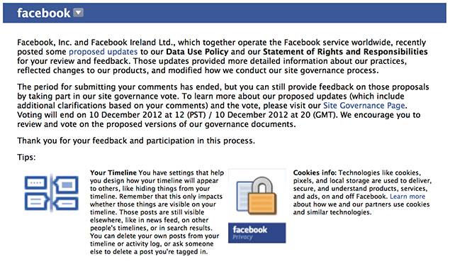 The Facebook site governance vote email explained