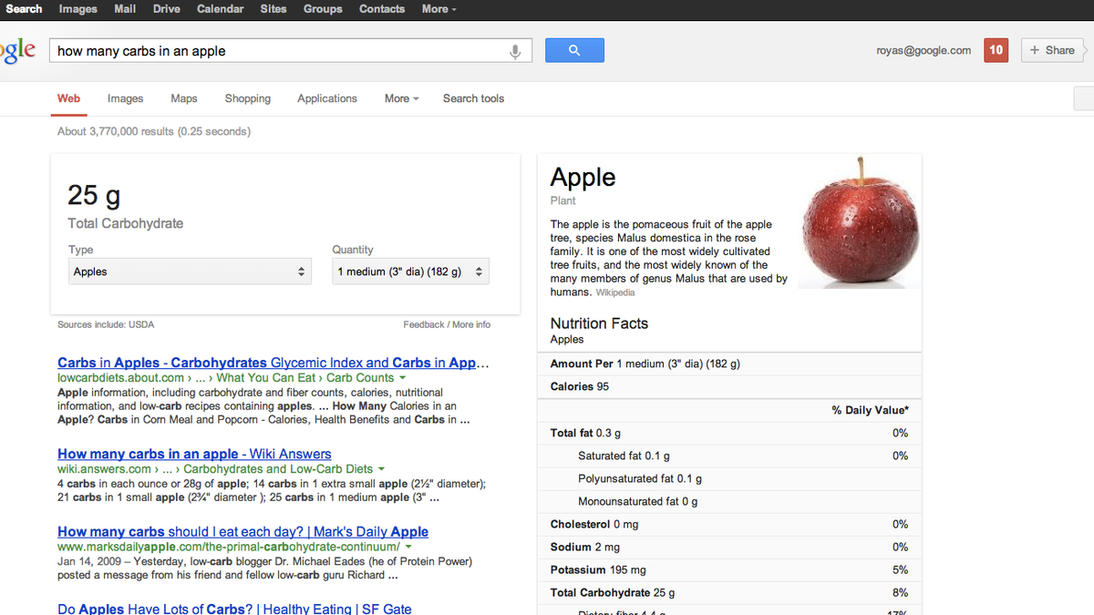 Google Search adds nutritional data for over 1,000 foods