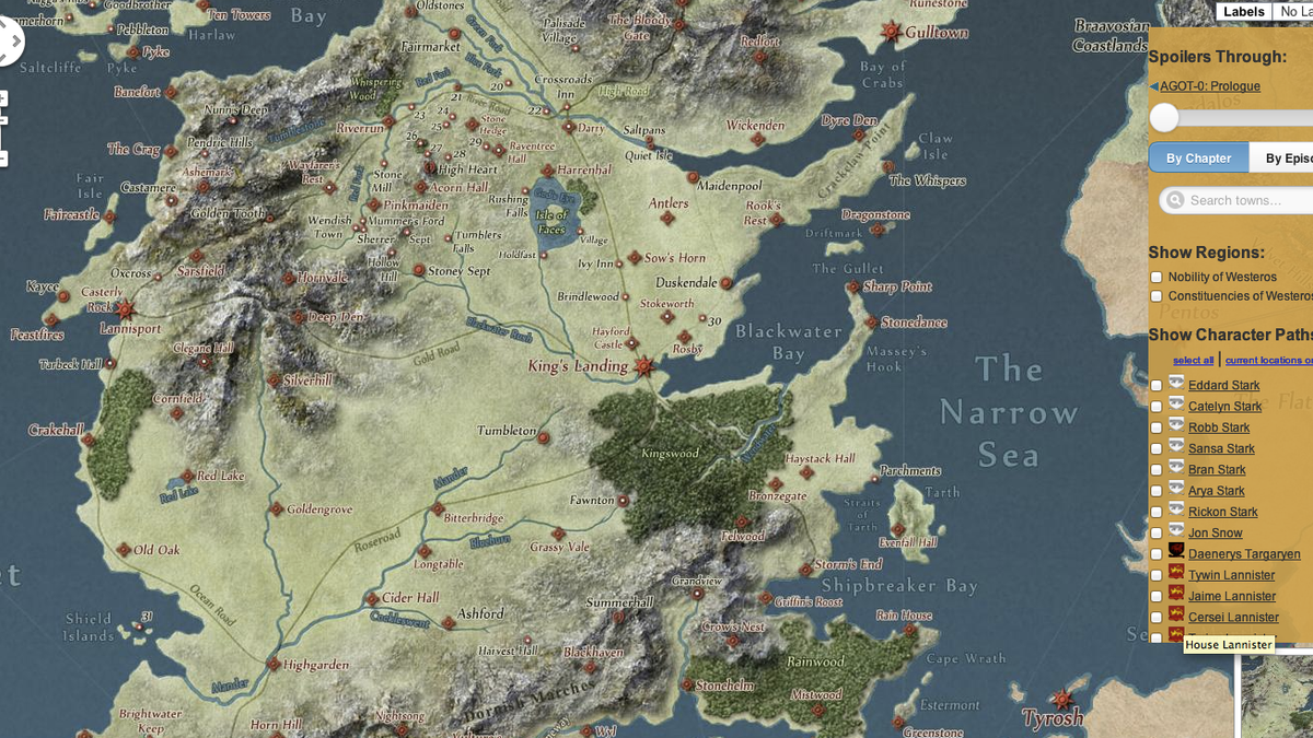 Interactive Game of Thrones Map
