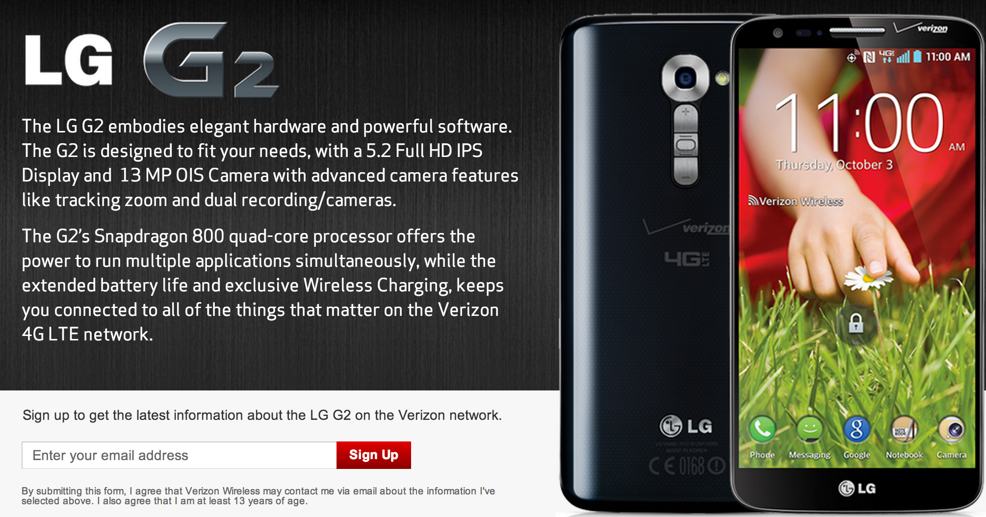 verizon sign up page for the lg g2 confirms qi wireless charging exclusivity image 2