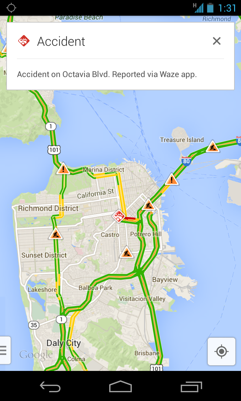 google maps and waze integrate real time traffic reports land in maps waze adds search image 3