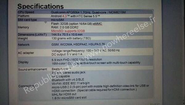 alleged htc one max specs leak quad core 1 7 ghz processor and sense 5 5 image 2