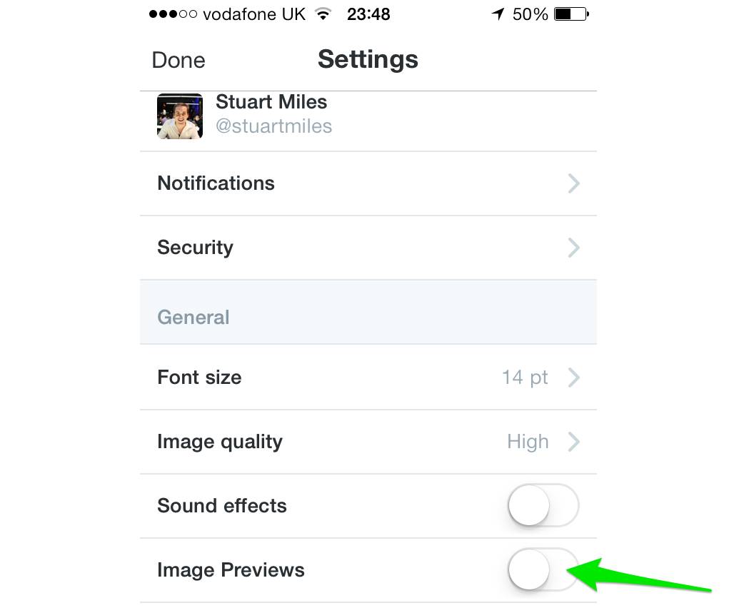turn off the just announced media previews within twitter s mobile app image 2
