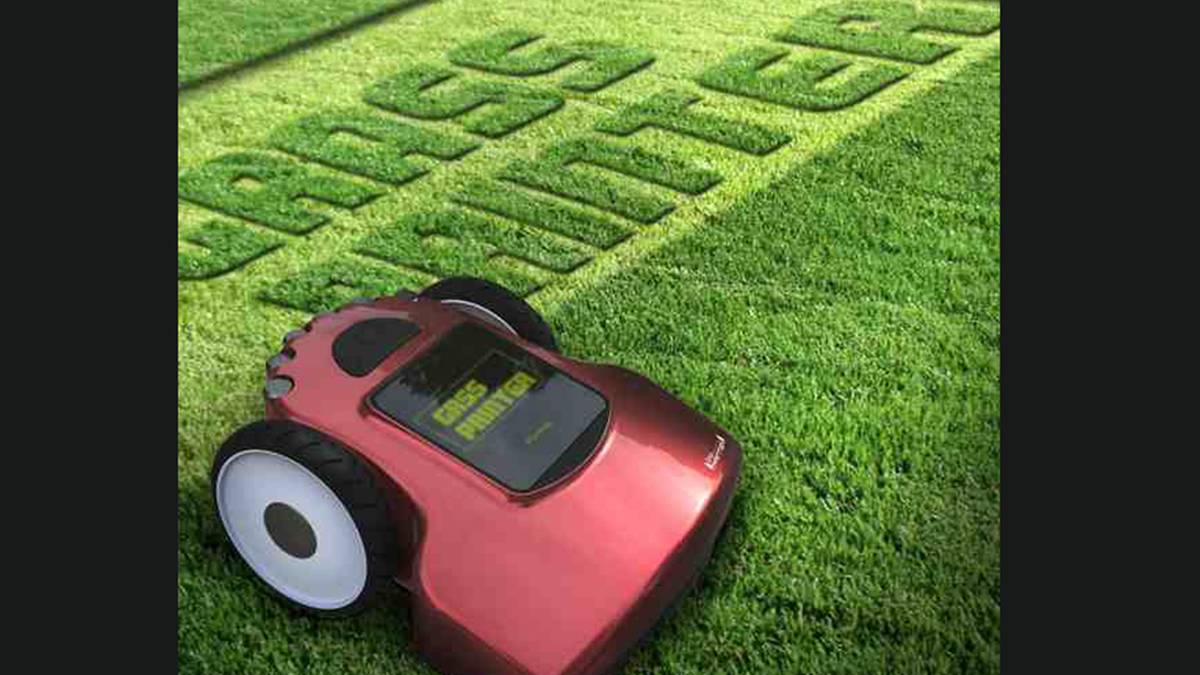 Grass Printer cuts shapes and letters into the lawn, autonomously