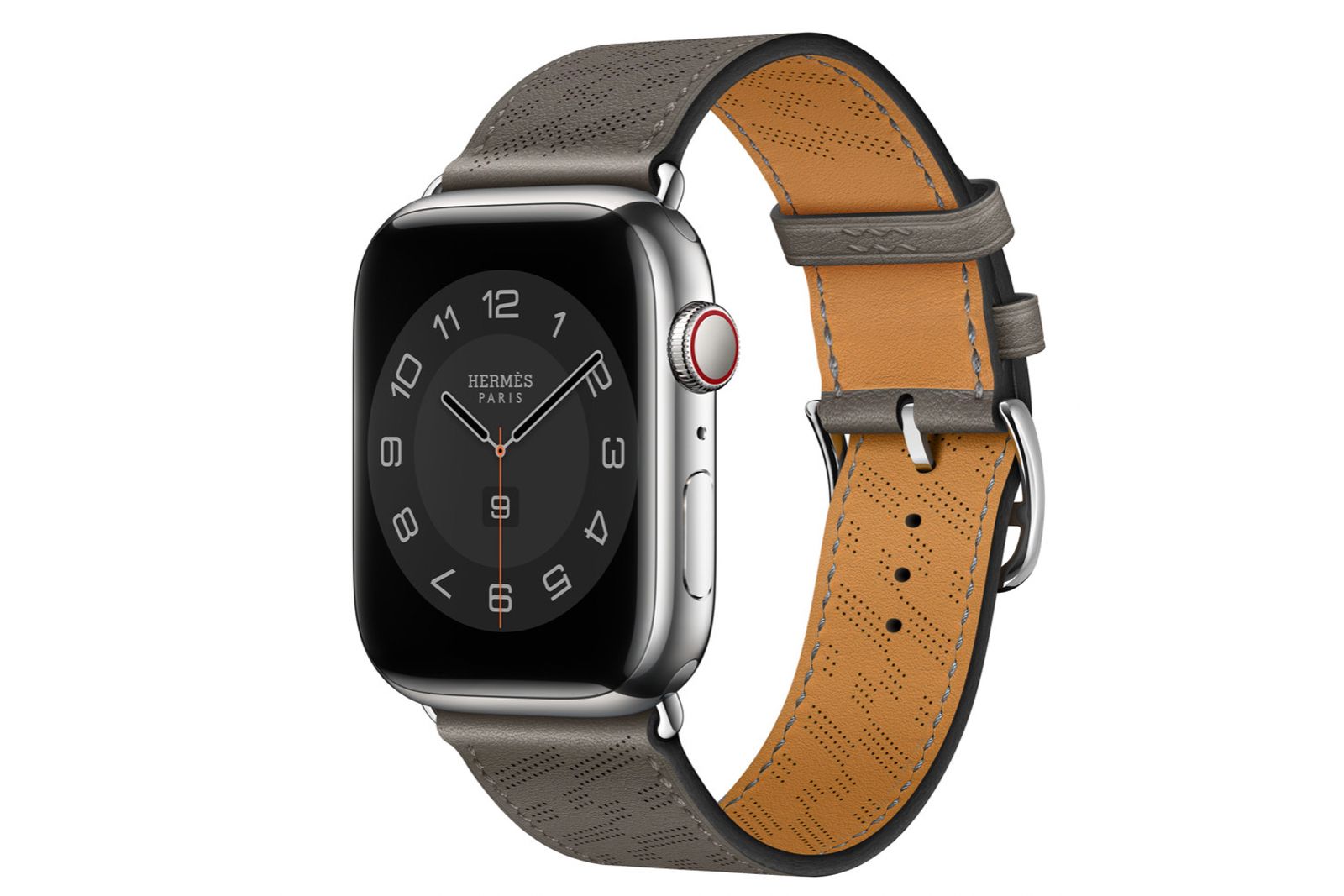 Pin & Buckle | Saffiano Leather Apple Watch Band - Crimson Red 42mm to 45mm / Silver / Medium