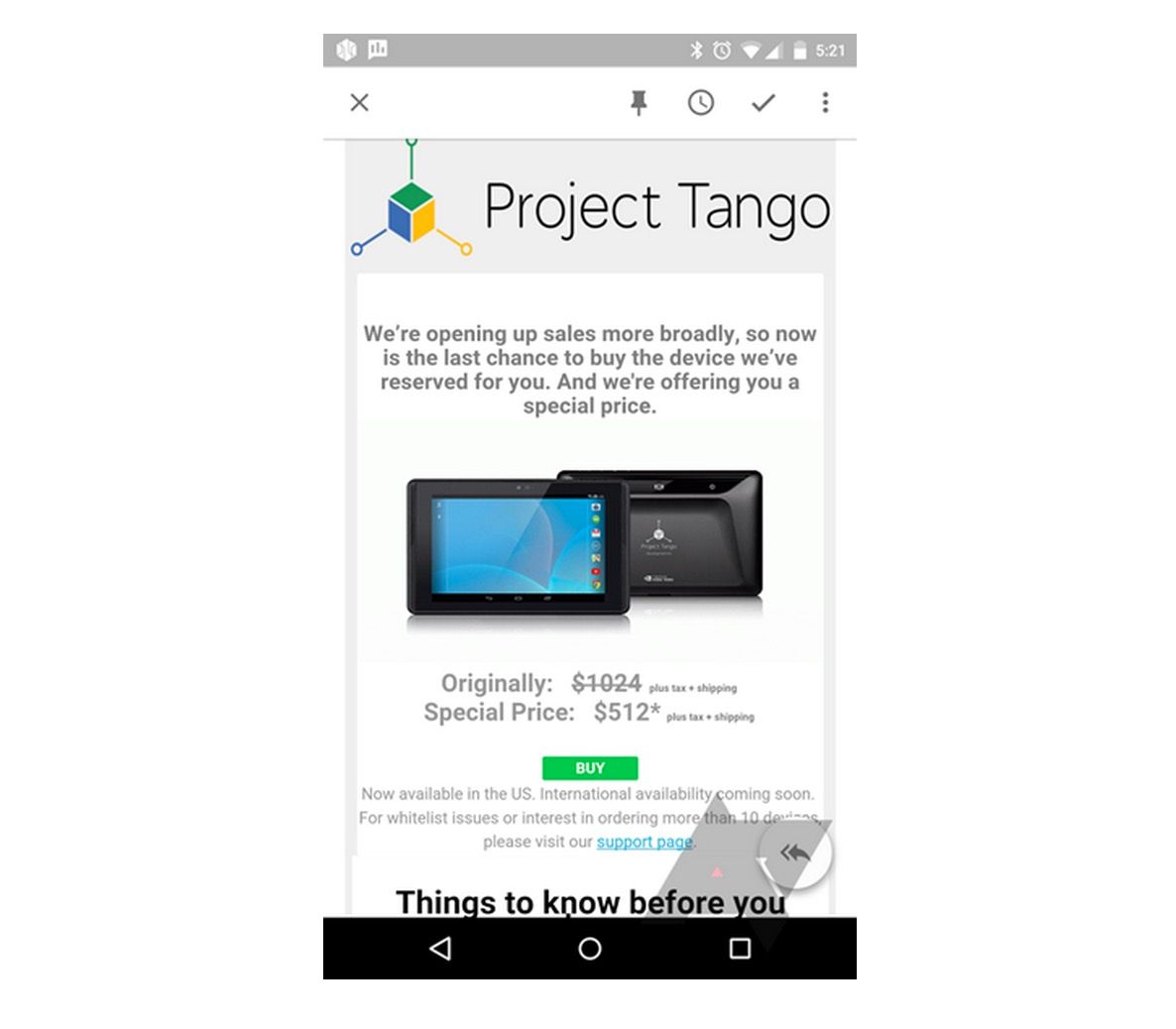 google cuts price of project tango tablet in half but keeps it developer only image 2