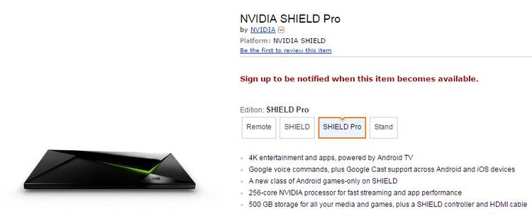 Nvidia Shield Pro edition leaks on Amazon: Android TV box with 500GB ...