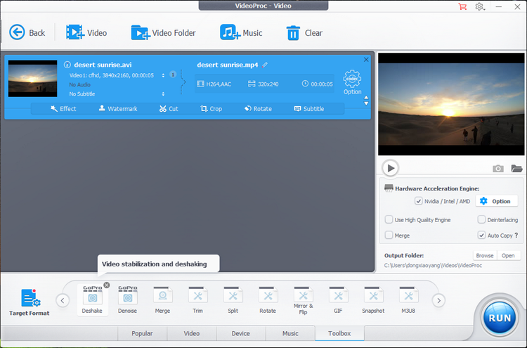How to stabilise shaky videos with VideoProc