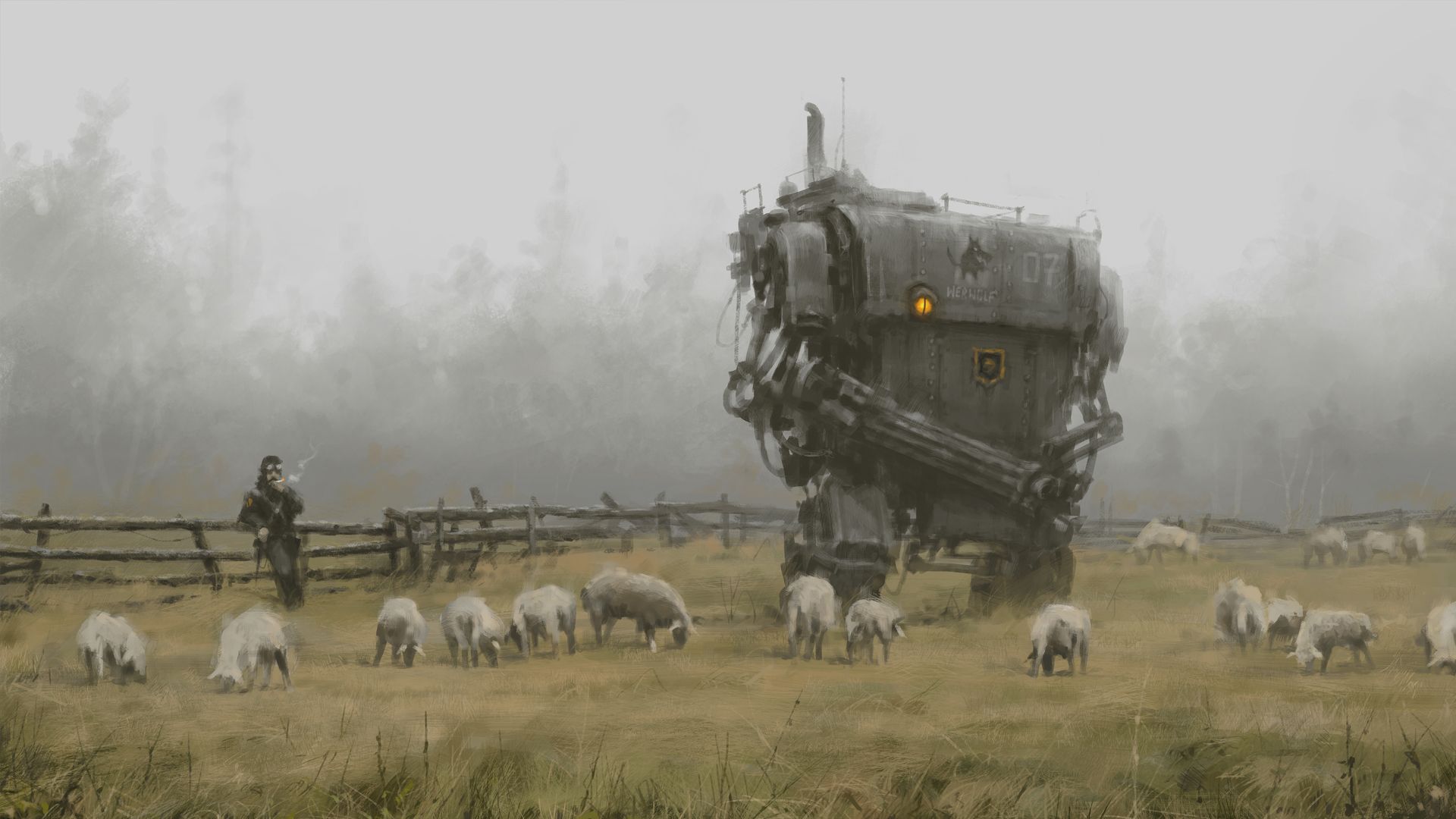 These incredible paintings of an alternate 1920s include mechs