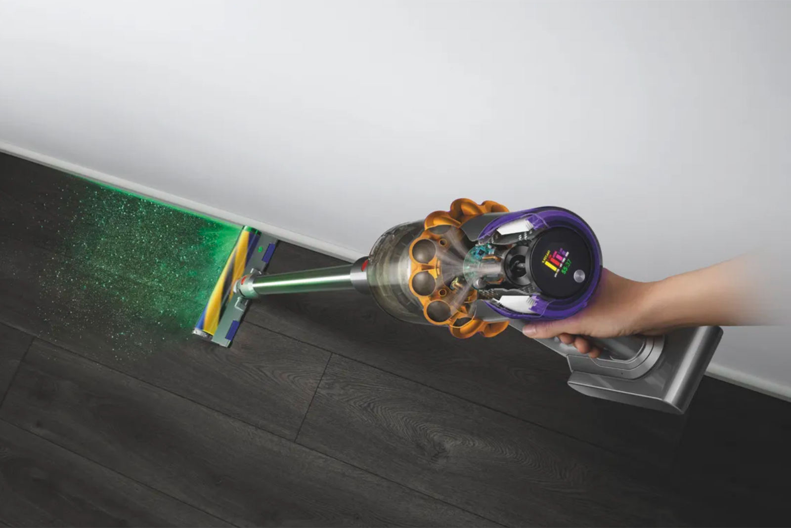 Dyson V15 Detect vacuum shines a laser to reveal hidden dirt