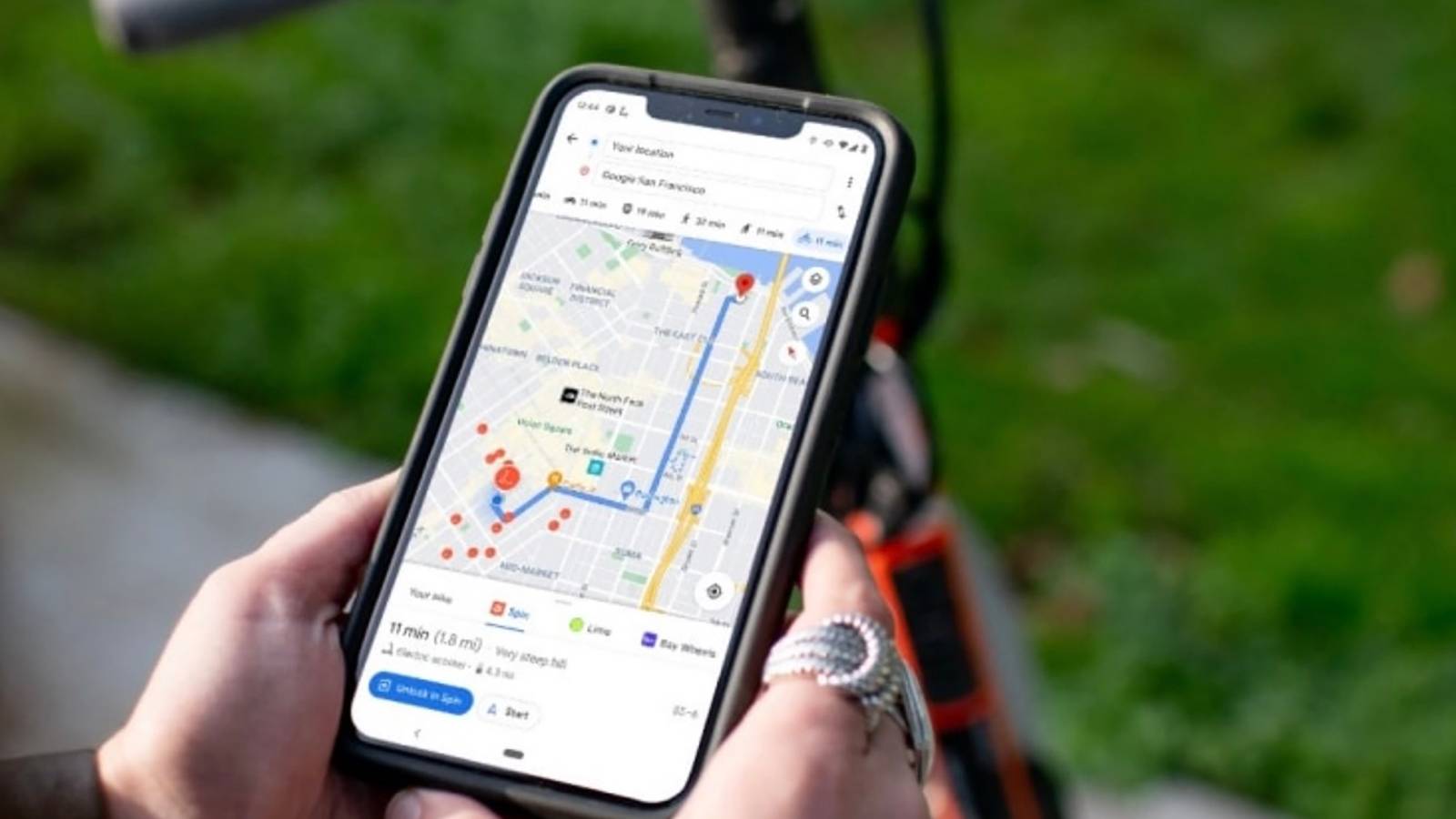 How to find a nearby electric scooter using Google Maps