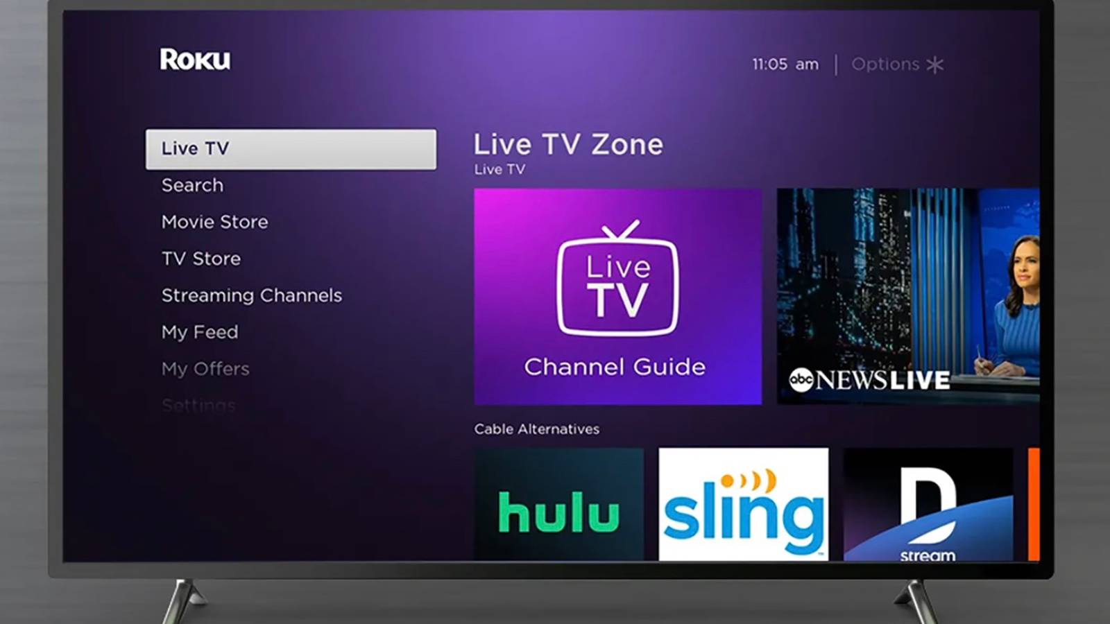 Roku adds a 'Live TV Zone' hub to its navigation menu