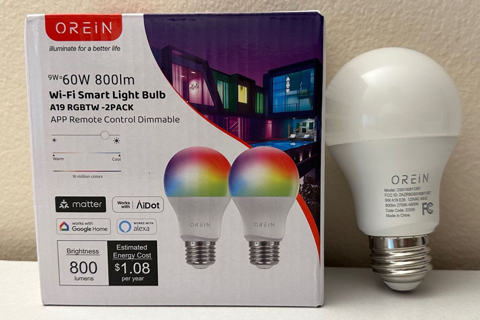 orein box next to bulb