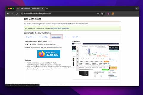 CamelCamelCamel 7 Firefox