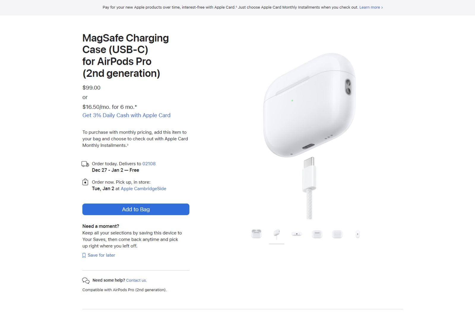 Apple continues USB-C transition with stand-alone $99 AirPods Pro case