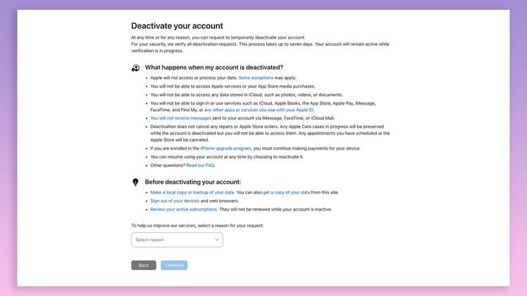 How to delete or deactivate your Apple ID account