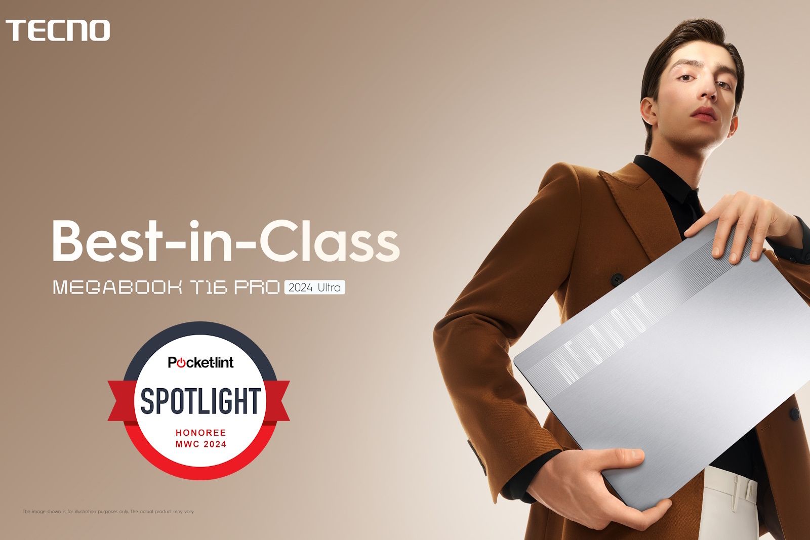 tecno megabook t16 pro in man's hands