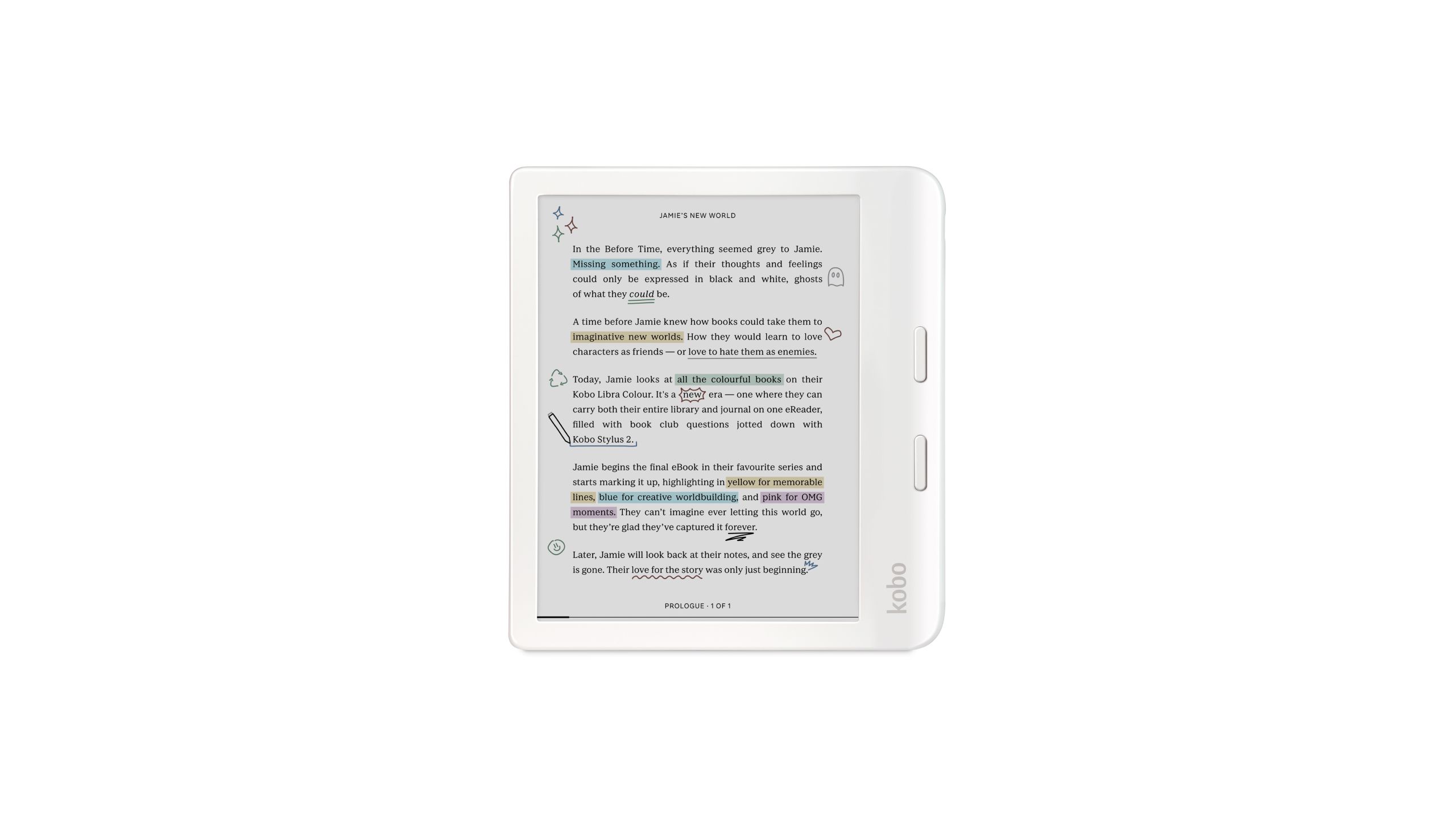 電子書籍リーダー kobo Libra H2O(ホワイト) Kobo Libra Colour White eReader with Clear Case & AC Bundle