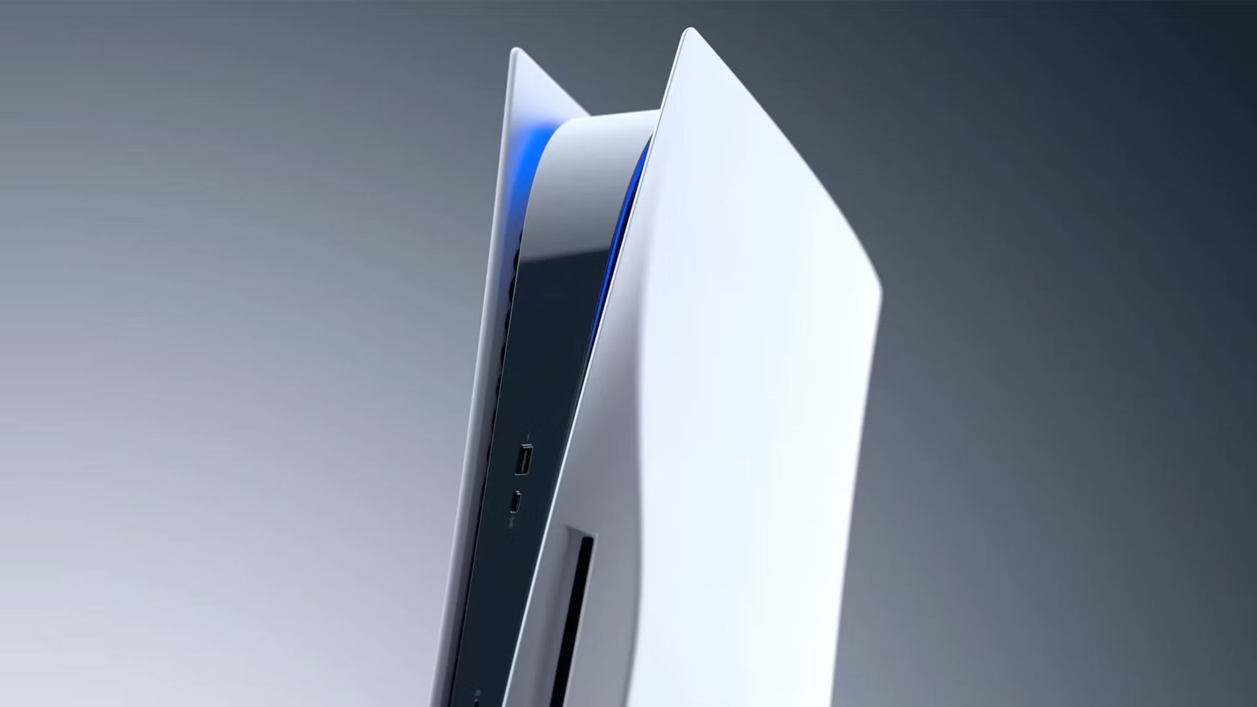 A close-up of the PS5's top.