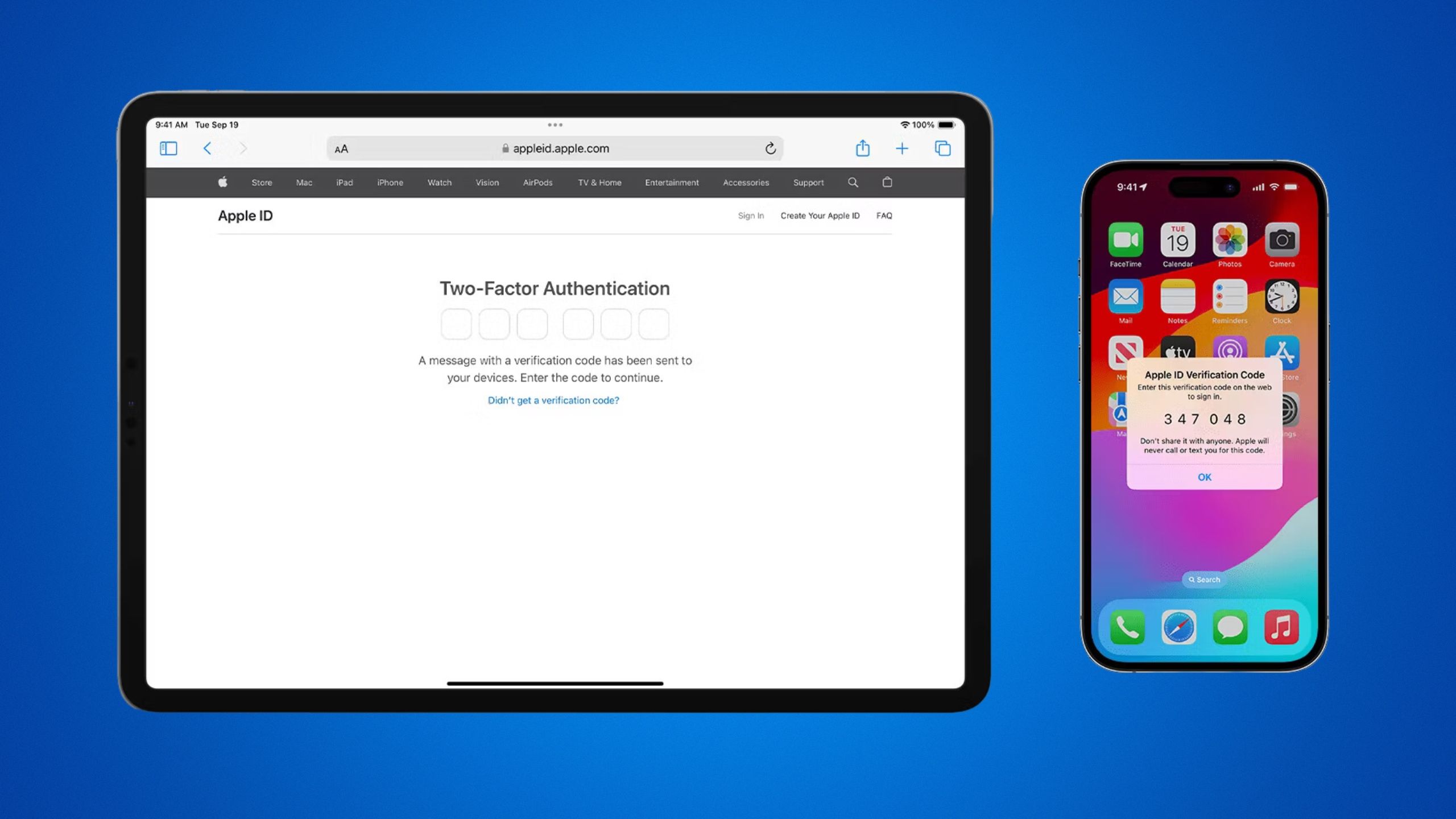 Two-factor Apple ID authentication with iOS 17 and iPadOS 17.