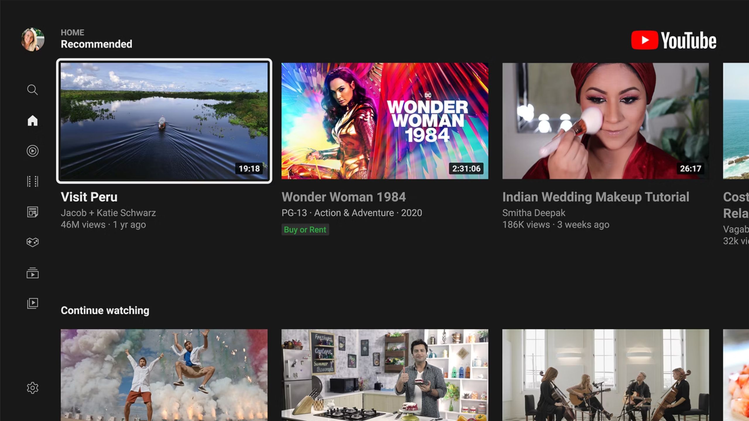 YouTube na Android TV.