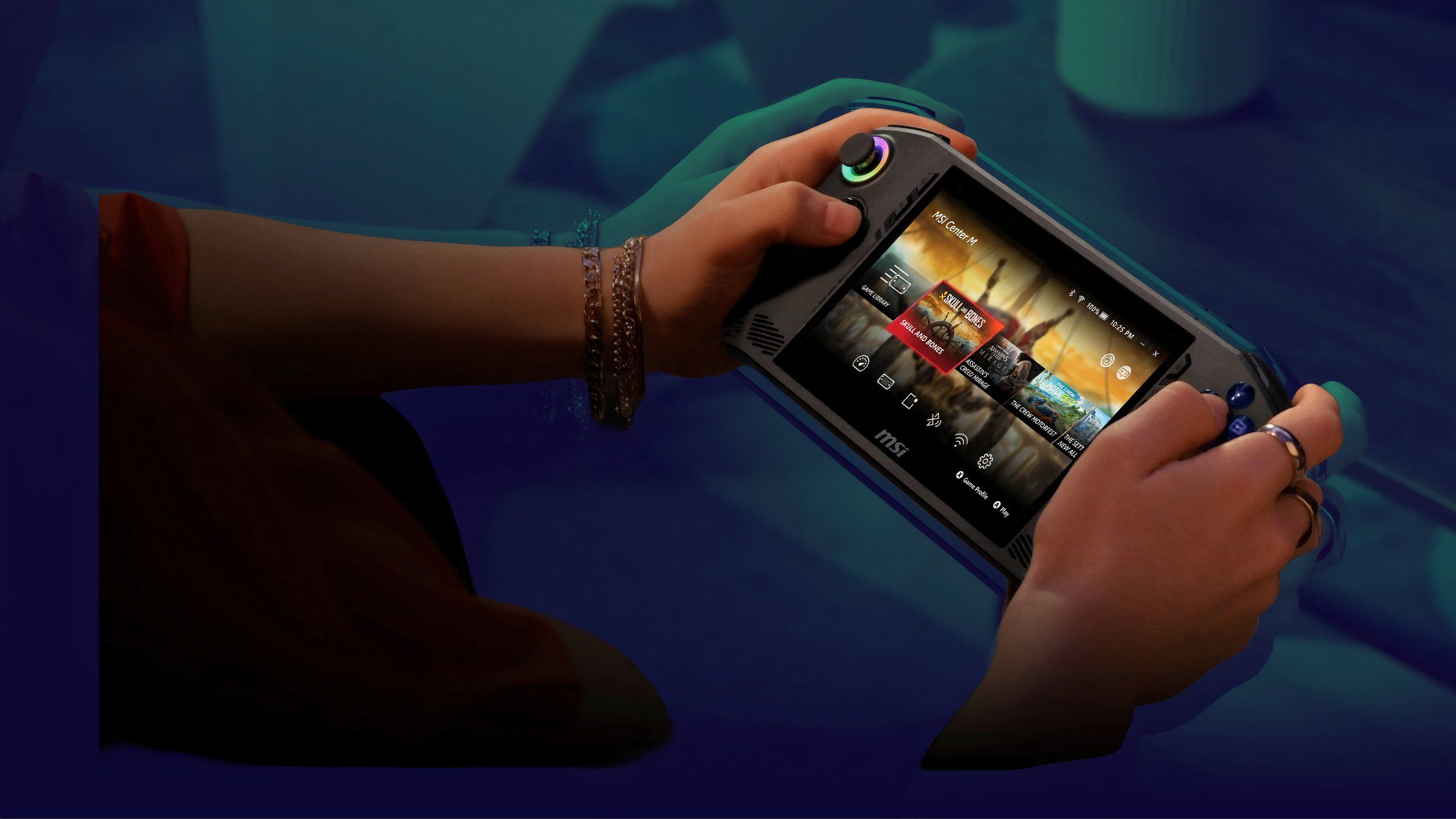 msi claw handheld in a player's hands