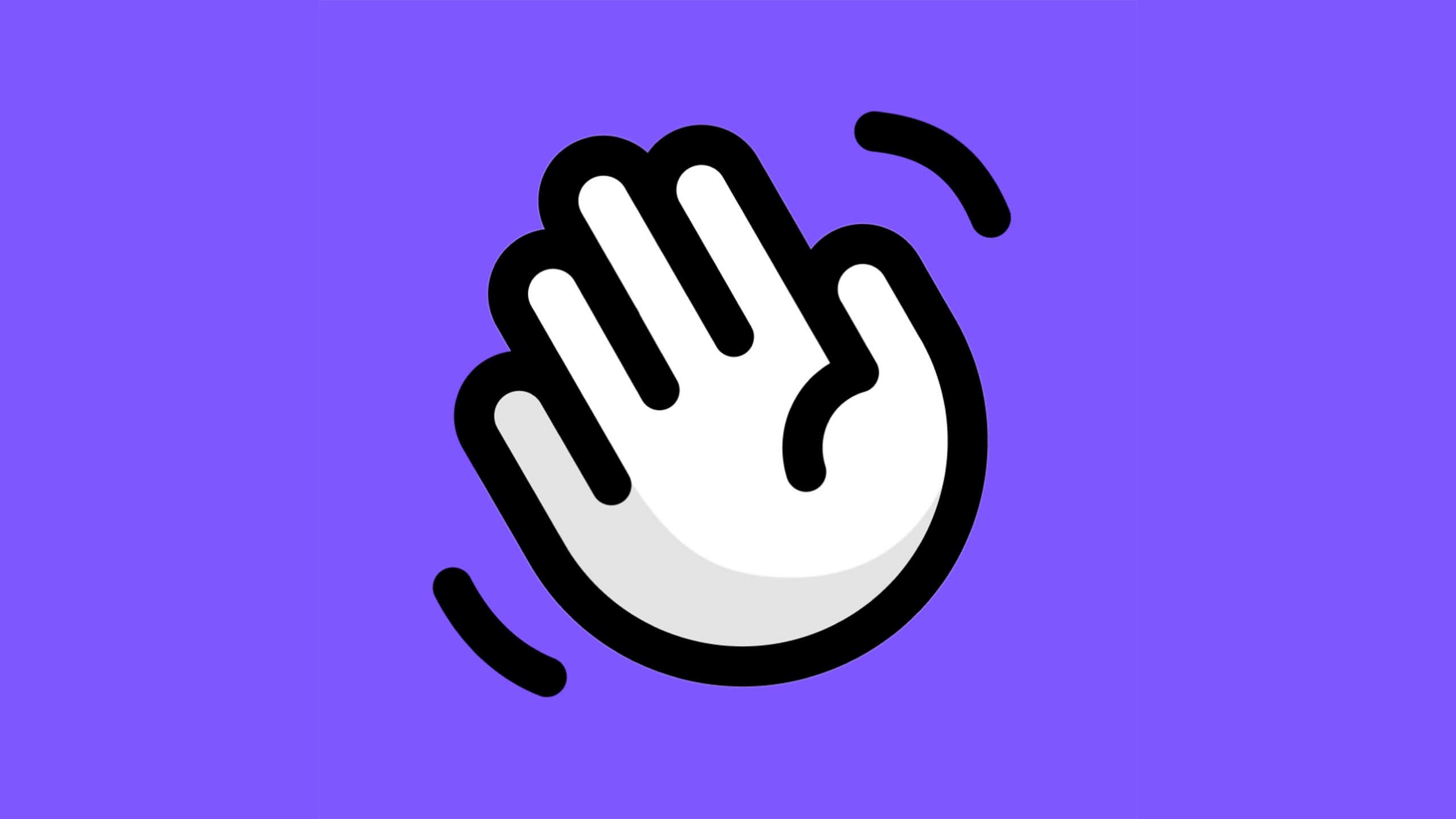 A white cartoon hand with black motion lines around it sits against a purple background.