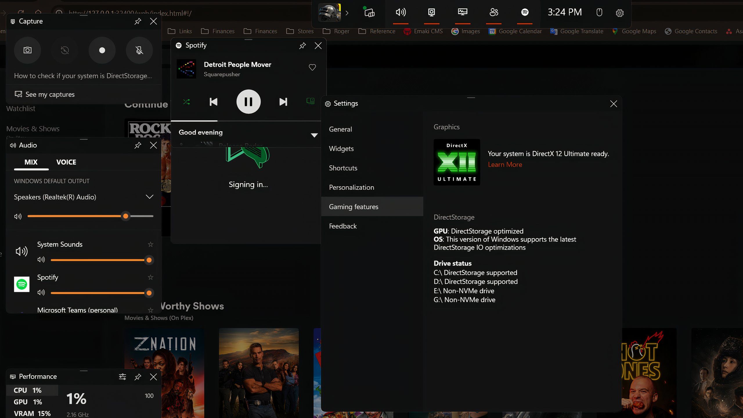 Gaming features in the Windows 11 Game Bar settings.