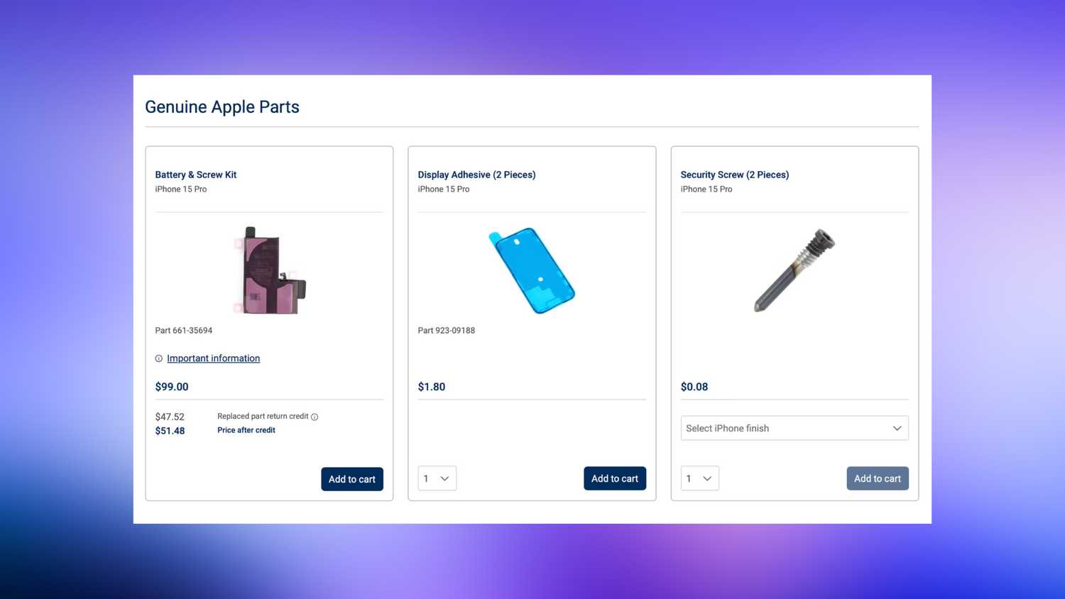 Apple's Self Service Repair program cost