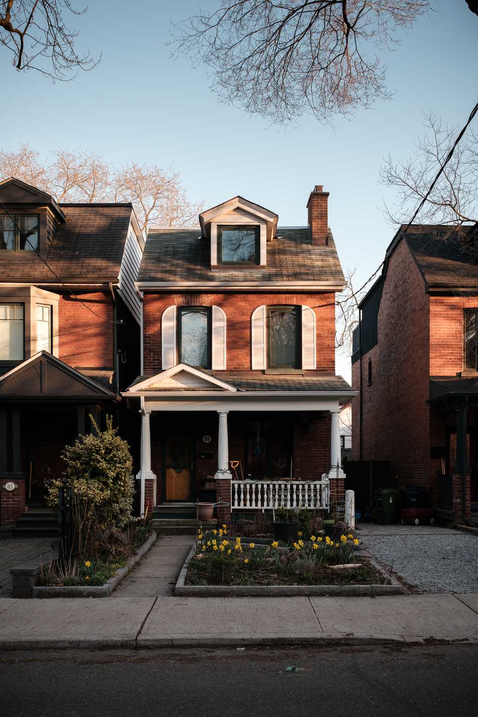 An old brownstone at golden hour 