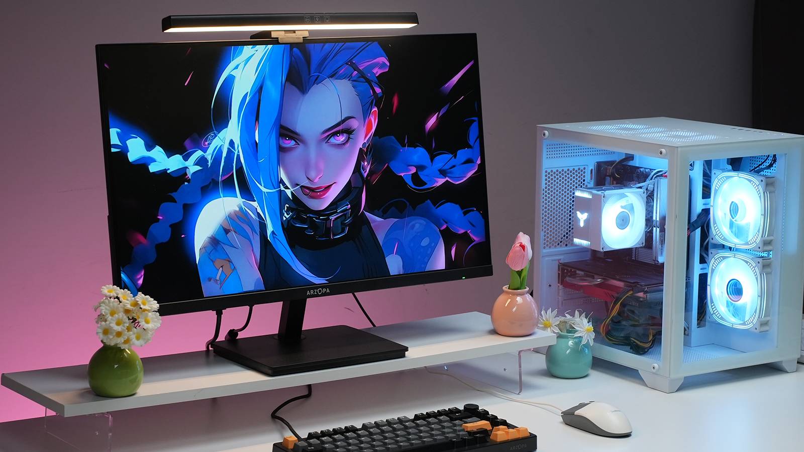 arzopa monitor on desk with computer