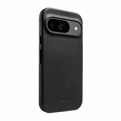 A leather case wrapped around the back of a Pixel 9.