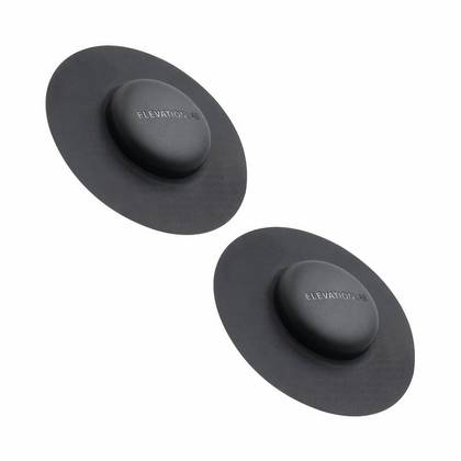 Two black fabric patches that hold an AirTag each.