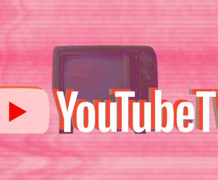 YouTube TV logo and a retro TV in front of static