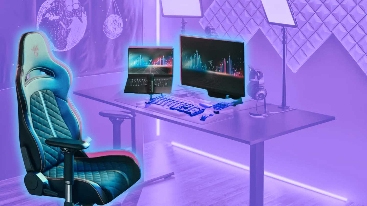모니터와 노트북이있는 PC 게임.