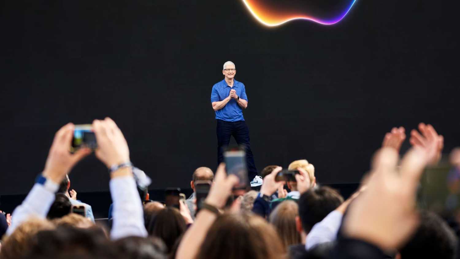 Tim Cook on stage at WWDC 2024. 