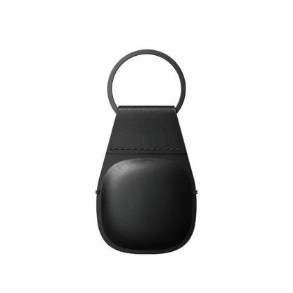 A black leather pouch attached to a key ring.