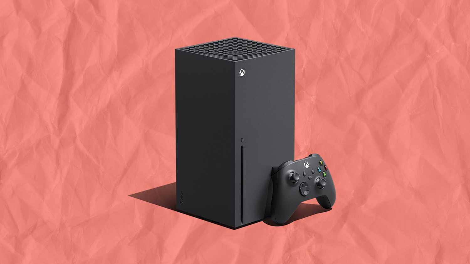 Xbox series x on a paper background. 