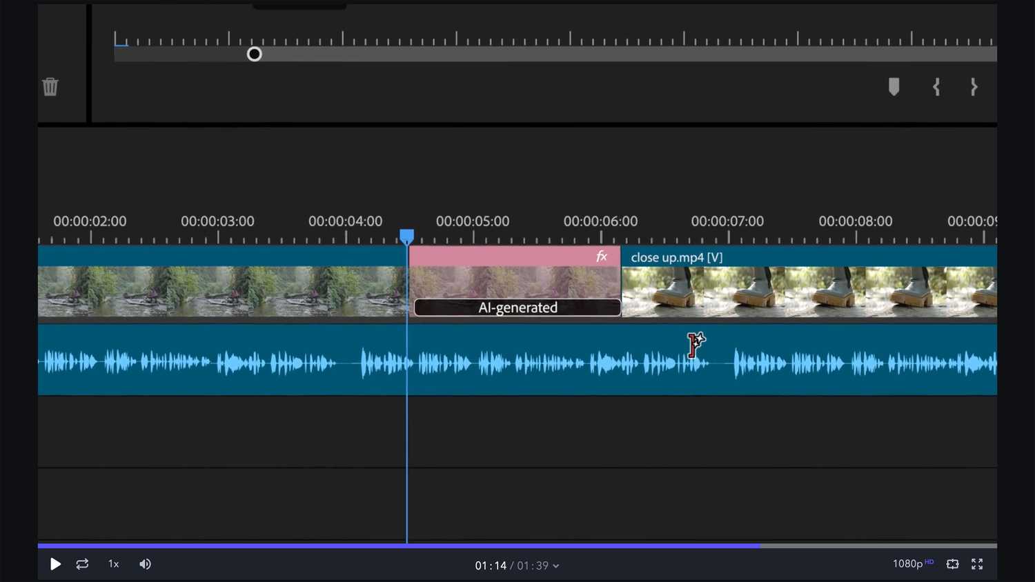 A screenshot of AI generated video inside Premiere Pro