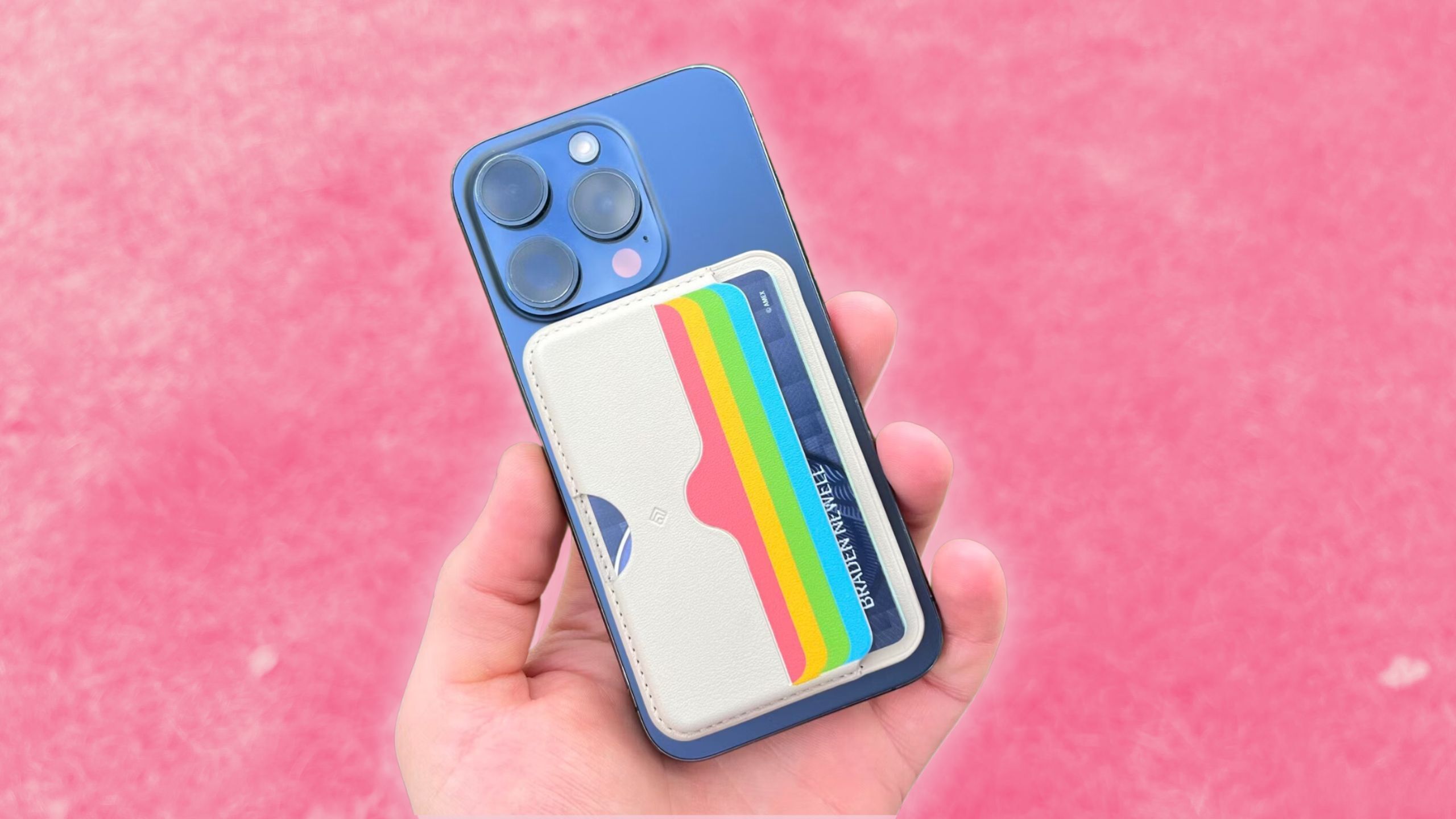 Caseology Folder Pop Magsafe Wallet [Non-slip Silicone Pattern] Magnetic Card Holder for iPhone 15, 14, 13, 12 Series - Rainbow