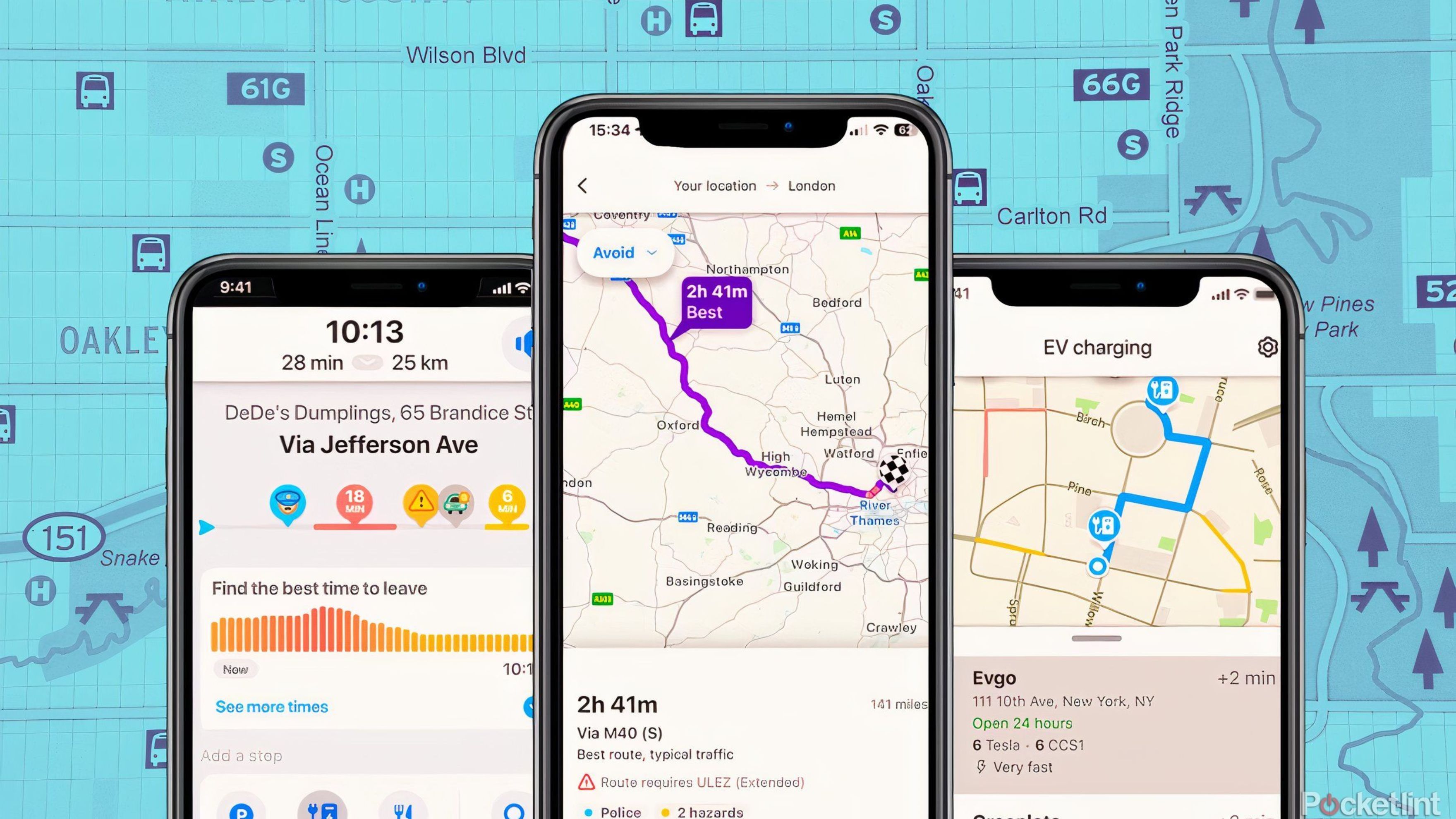 Google maps and waze side by side. 