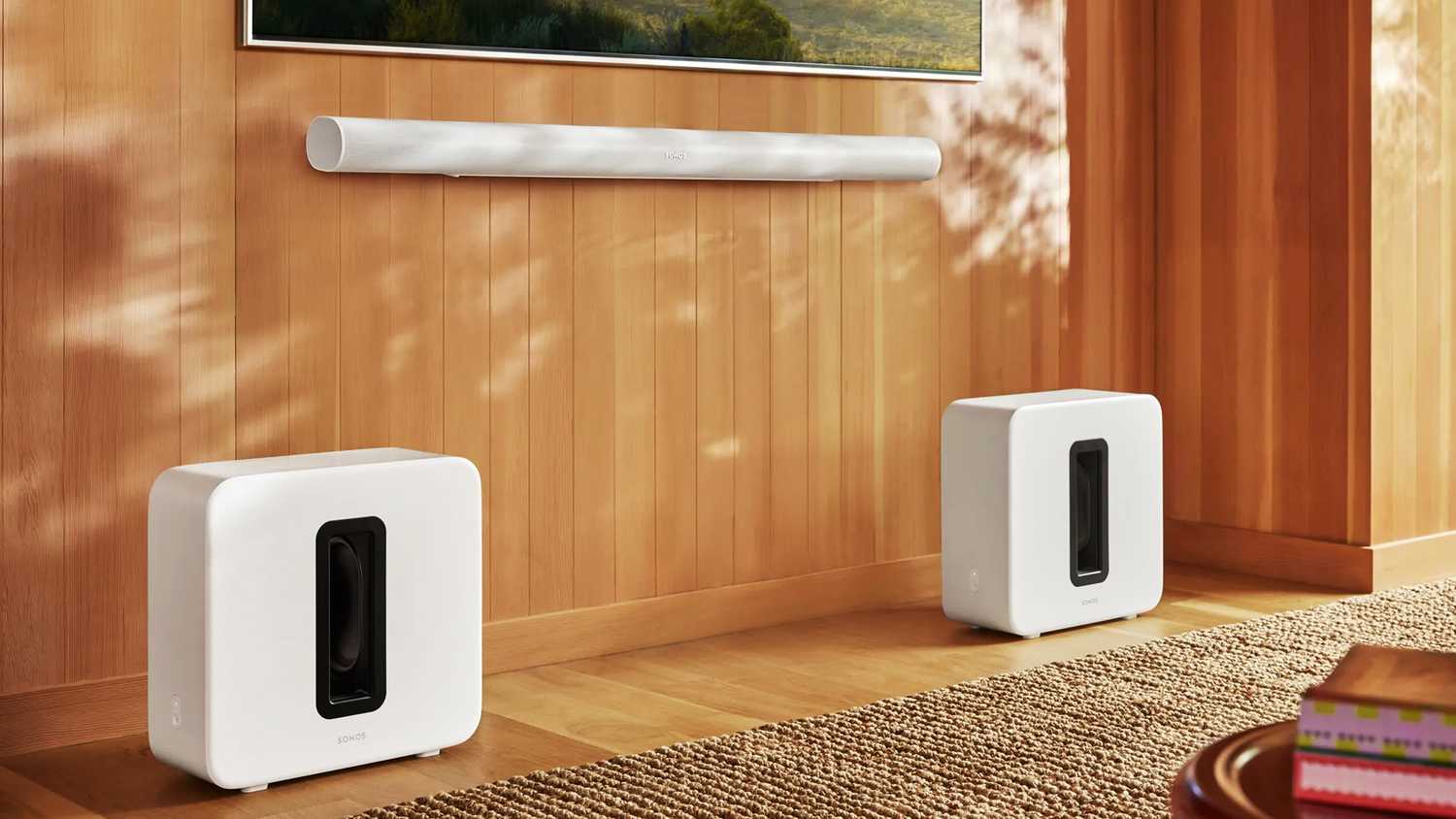 The Sonos Arc Ultra and a pair of Sub 4s.