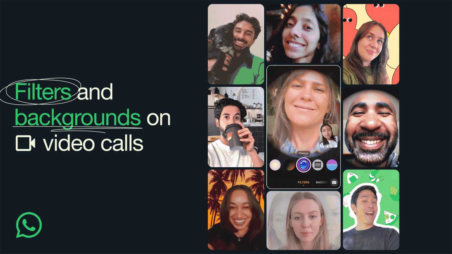 Fisheye filter in WhatsApp in montage of images