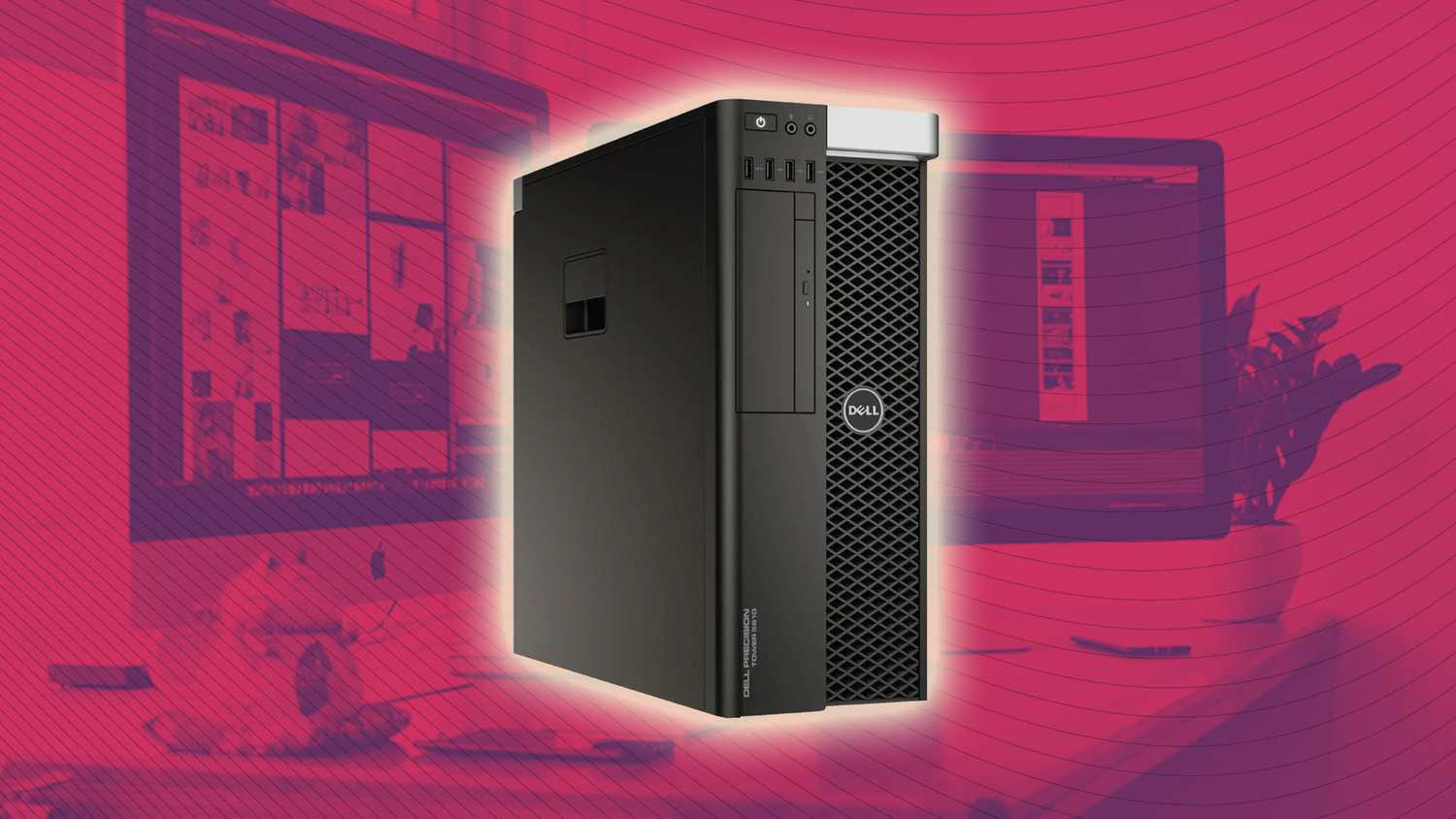 Біля столу встановлений комп'ютер Dell. 