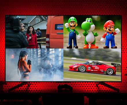 Four different streams on a TV. 