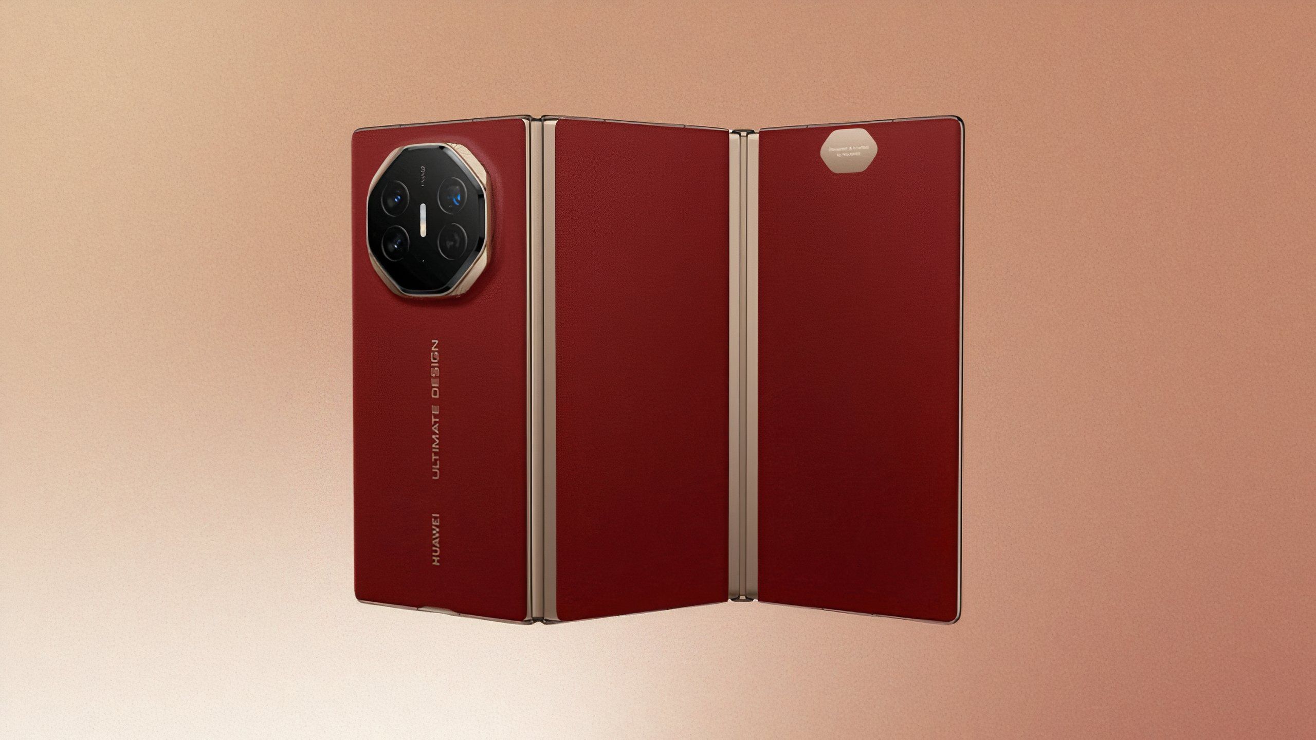 Huawei Mate XT on an orange background