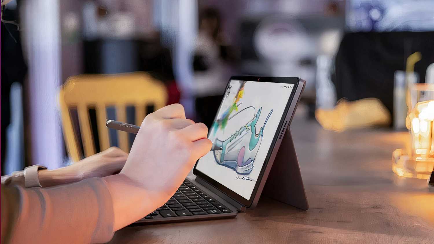 Drawing on a Chromebook Duet 11" (Gen 9) sitting on a desk.