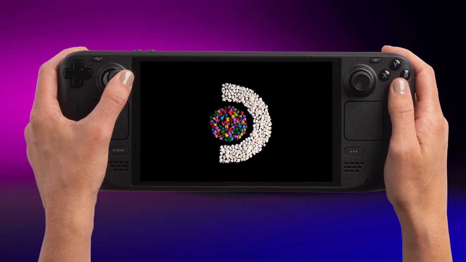 A startup video on the Valve Steam Deck OLED.