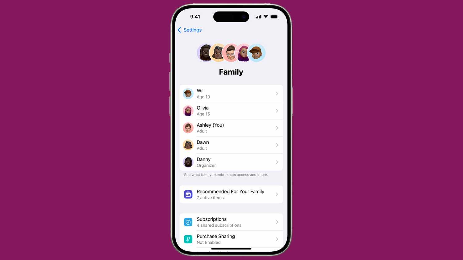 Family Sharing in iOS 18