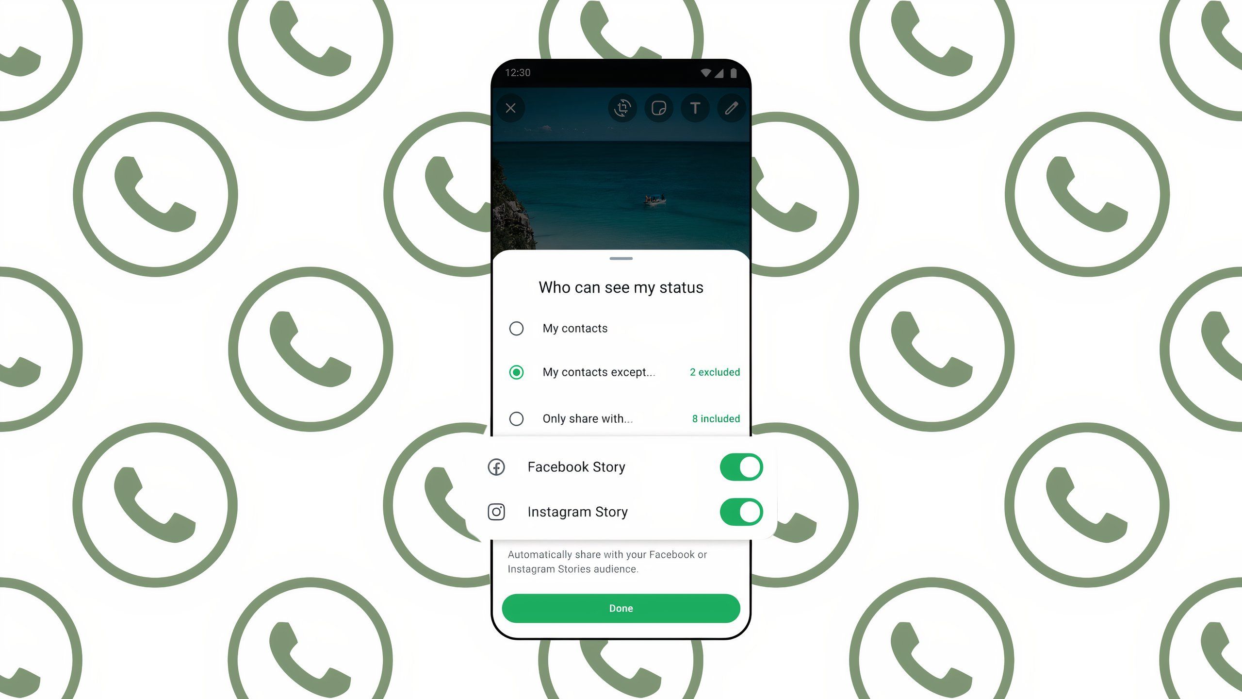 What you'll see in the WhatsApp app once you've added it to Accounts Center.